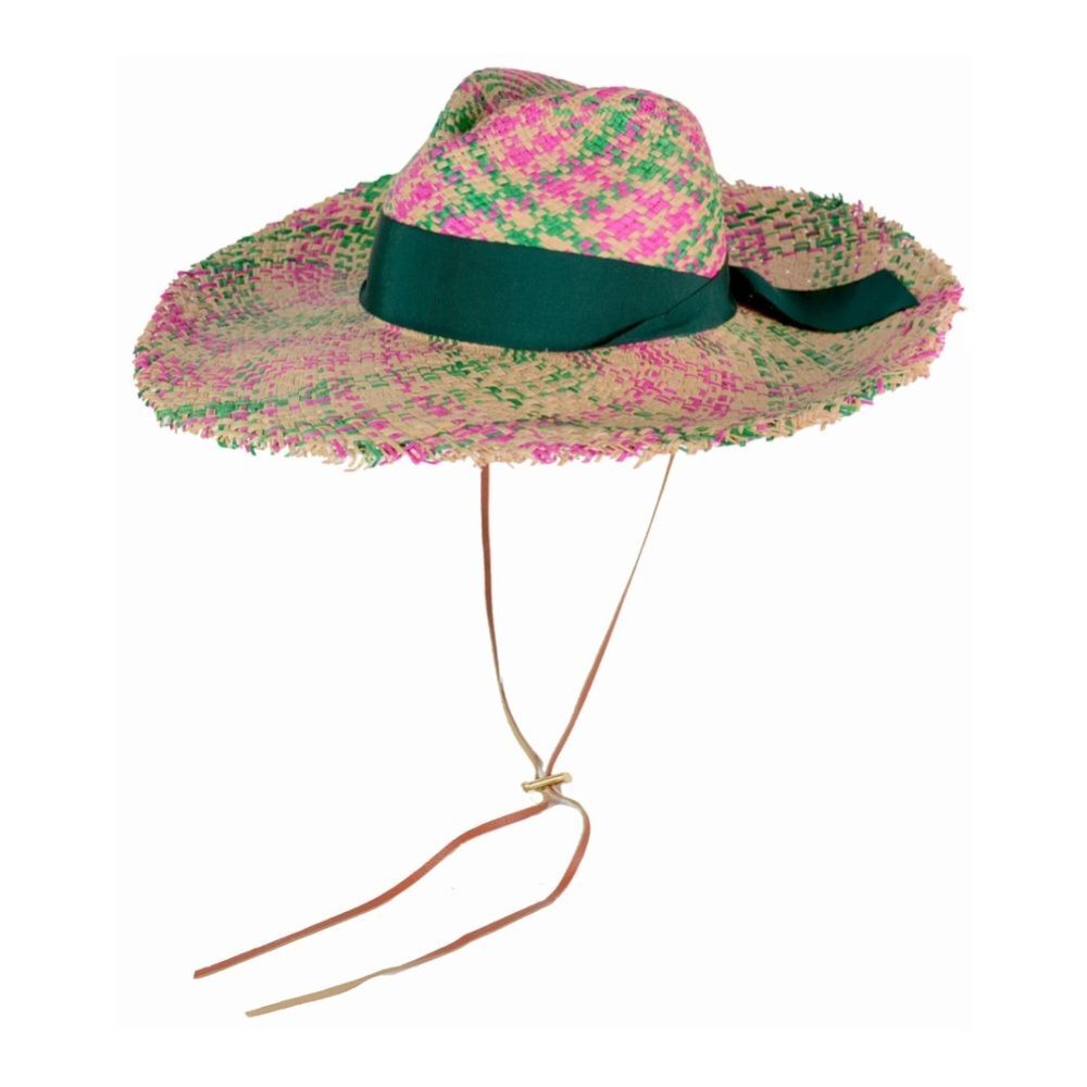 Sensi Studio Women's Pareado Frayed Extra Long Brim Panama Hat In Pine Pink